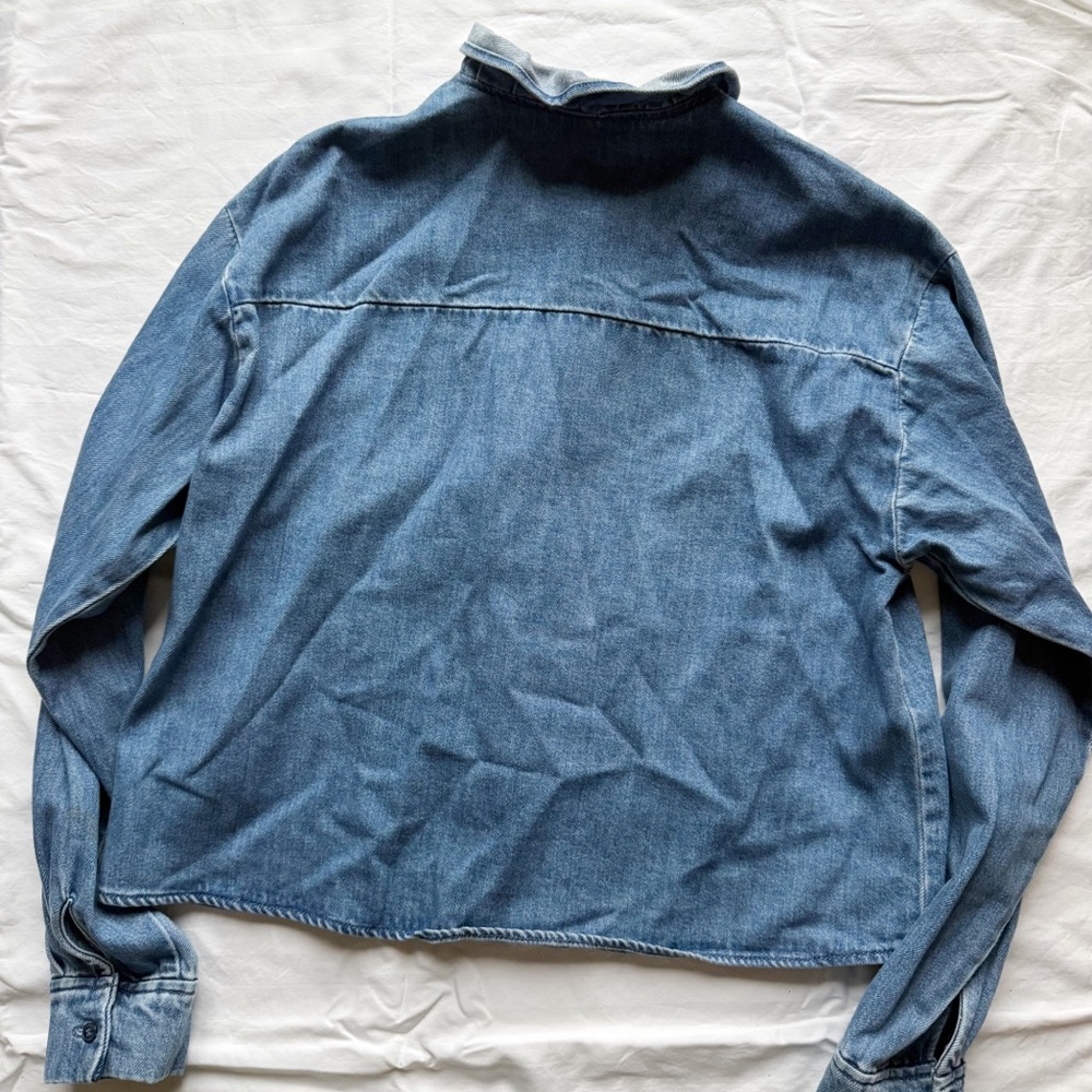 H&M Ruffled Denim Button-Up Shirt - Picture 5 of 5